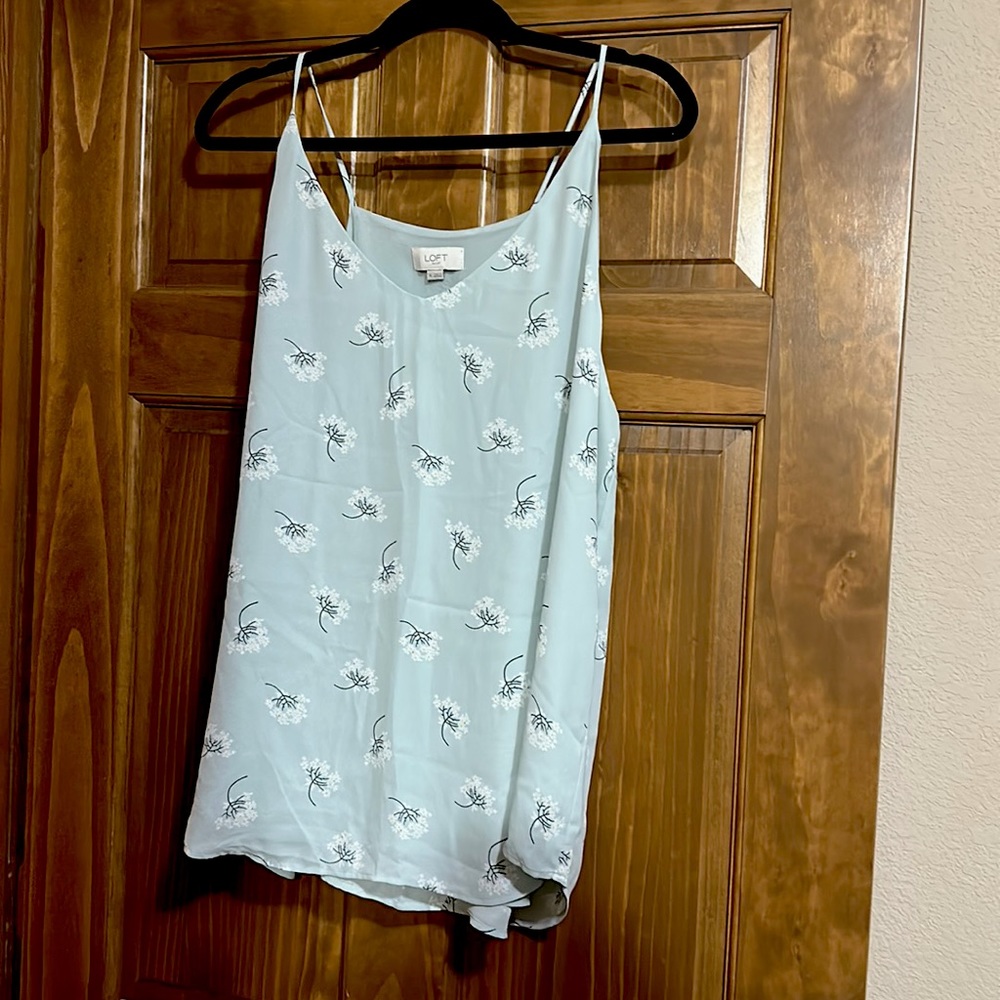LOFT XL Light Green floral tank top